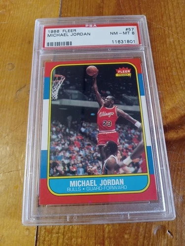 MICHAEL JORDAN PSA 8 1986 FLEER BASKETBALL #57 ROOKIE CARD RC BULLS NM-MT