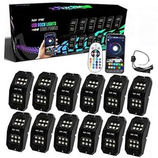 12 Pods Upgraded 210 Degrees Wide Angle RGBW Rock Lights App Voice Mode 12Pcs