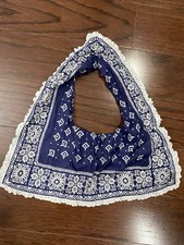 Handmade 1980  s Blue Paisley Bandana Western Collar Cowgirl Rodeo Scarf VTG