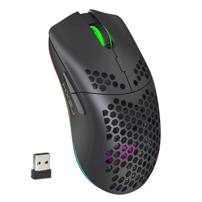 HXSJ T66 RGB 2.4G Wireless Gaming Mouse RGB Lighting Charging Mouse with Adjusta