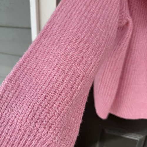Pull tricoté col vachette rose abondant confortable mélangé recyclé taille M doux chaud - Photo 4/9