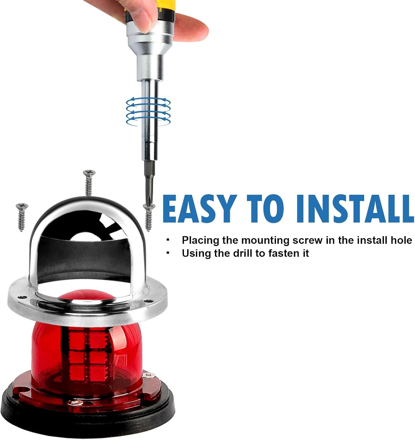 Obcursco Boat Navigation Lights, LED Red and Green Deck Mount Lights Silver 