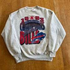 Vintage 1993 Buffalo Bills grey crewneck sweatshirt reprint  AN56699