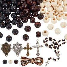 744pcs Rosary Jewelry Making Kit First Communion Necklace Natural Wood Beads ...