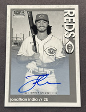 2022 Topps Archives Snapshots Jonathan India Black & White Autograph SN:07/25