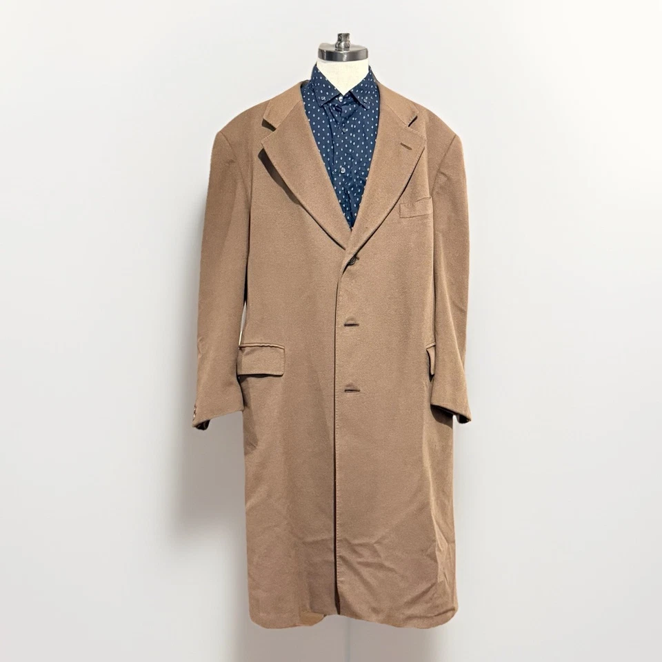 Ermenegildo Zegna 100% Cashmere Overcoat US46R Pure Beige Brown Long Coat - Image 3 of 4
