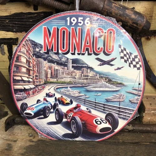 Monaco 1956 Vintage Style Race Small Tin Sign