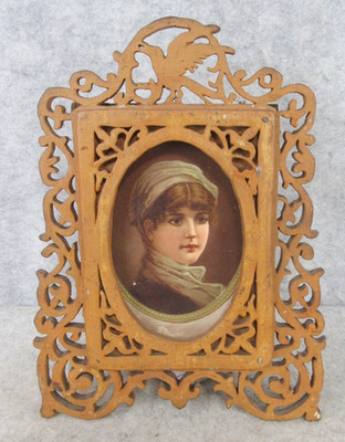 Victorian Scroll Cut Picture Frame - 1896 Hood's Sarsaparilla Ad Calendar