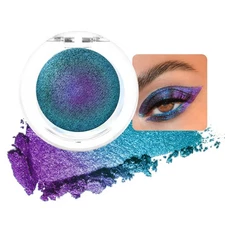 evpct Teal Blue Purple Glitter Eyeshadow Makeup Palette, Duochrome Chameleon