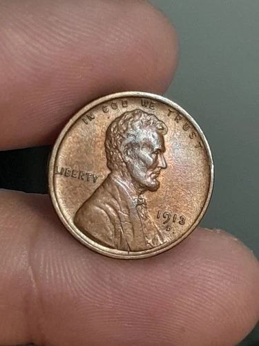 1913- D Lincoln Wheat Cent AU Toned
