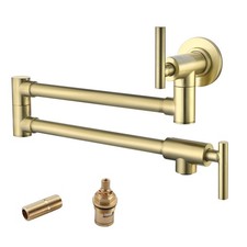 Brushed Gold Pot Filler Faucet,Wall Mount Commercial, Stainless Steel Materia...