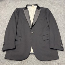 State & Liberty Tuxedo Jacket Black Peak Lapel Blazer Men 40S Athletic Fit Black