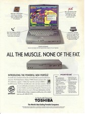 1996 Toshiba Portege Laptop Computer All Muscle None Fat Vintage Print Ad/Poster
