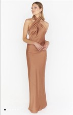 Show Me Your MuMu Jasmine Halter Maxi Dress In Copper Luxe Satin Size Large