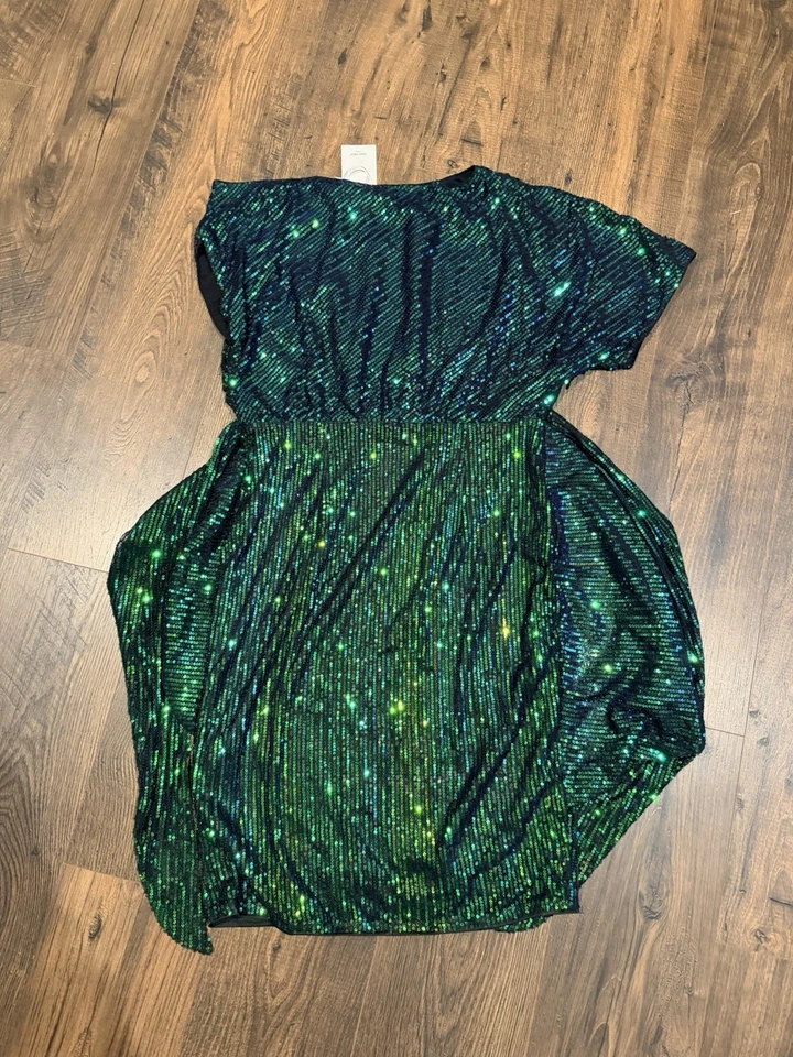 Vestido midi de fiesta Grace Karin asimétrico con lentejuelas al hombro talla L - verde Foto 2 de 4