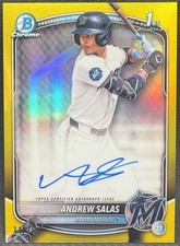 2025 Bowman Chrome Prospect Autographs Yellow Refractors Andrew Salas Auto /75