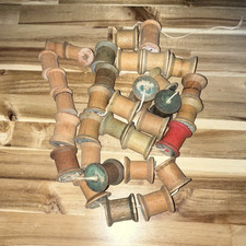 Vintage Original Wooden Empty Sewing Thread Spools, Multicolor Assorted Lot
