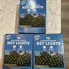 Home Style Holiday 70Warm White Mini LED Net Lights Christmas 4'x4 ft NEW 3 Sets
