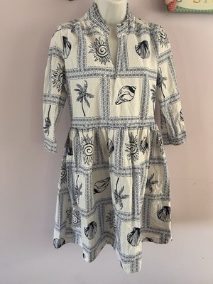 Calypso St Barth Beach Tunic Dress Coastal Nautical Seashells Palm Trees Resort
