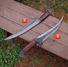 15" Custom Made 2 Pair Of HANDMADE D2 TOOL STEEL HUNTTING KNIFE WITH SHEATH