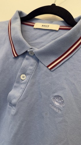 Bally, Bally Switzerland Mens Crest Logo Polo Shirt Blue Cotton Pique Size US42 Luxury