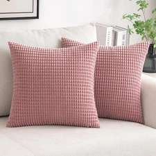 MIULEE Pack of 2 Pillow Covers 18X18 Inch Granules Soft Corduroy Decorative Thro