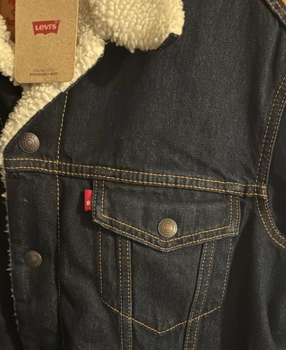 Levis Jean Jacket Mens Medium Fleece Lined Sherpa Trucker - Picture 3 of 4