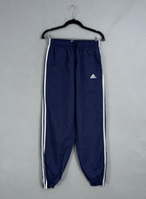 Vintage Adidas Pants Women Large Navy Blue Baggy Y2K Track 3-Stripes Zip Ankle