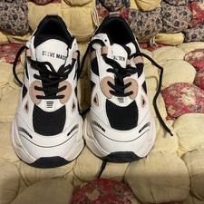 STEVE MADDEN White/Black/Tan CLYDIE CHUNKY PLATFORM SNEAKERS/SHOES Women's 8.5M