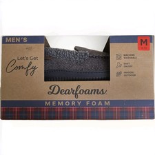 Dearfoams Mens Memory Foam Slippers Size Medium 9/10 NEW Indoor Outdoor Coffee