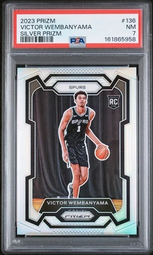 2023 PANINI PRIZM SILVER PRIZM #136 VICTOR WEMBANYAMA ROOKIE RC PSA 7