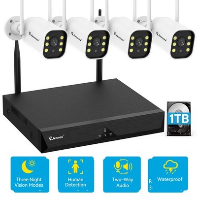 Wireless 5MP Home Security System Outdoor 10CH WiFi NVR Motion Detection 1TB HDD