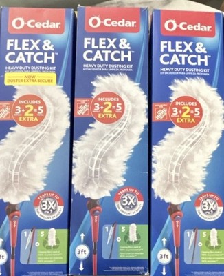 O-Cedar Flex & Catch Swiffer LOT X 3 Heavy Duty Dusting Kit 3 ft New In Box