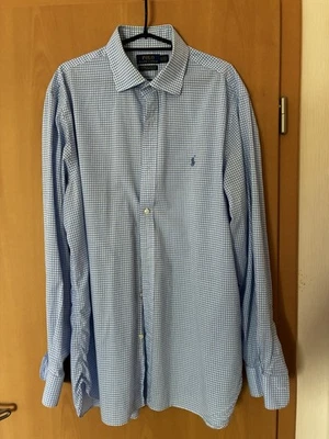 Ralph Lauren Herren Hemd Xl Custom Fit Easy Care Stretch Blau Weiß Kariert - Bild 1 von 3