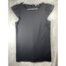 Gap Women's Size Medium Black Shift Dress Sleeveless Ruffle V-Neck EUC