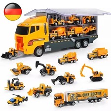 12 in 1 Kinder LKW Spielzeug Transporter Auto Truck Spielzeug Bagger Bulldozer