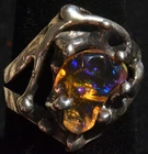 MEXICAN NATURAL MATRIX FIRE OPAL 925 SILVER RING Sz 7 TAXCO JEWELRY ~ VIDEO