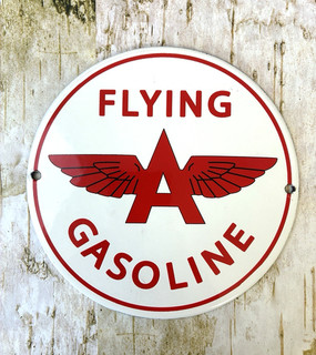 VINTAGE FLYING A GASOLINE PUMP STATION GAS WINGS PORCELAIN ADVERTISING OIL SIGN