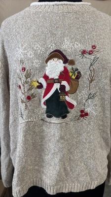 Vintage CJ Banks Santa Claus Embroidered Christmas Sweater - Plus Size 1X