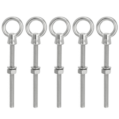 5 Pcs UNC1/4''-20 316 Steel Eye Bolt Thread Screw Ring Eyebolt with Washer & Nut