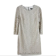 NEW Cynthia Steffe tan silver lace sheath special occasion wedding event dress 4