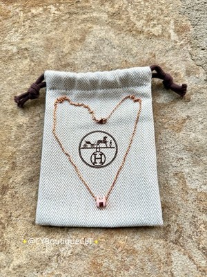 Hermès Mini Pop H Pendant Rose Dragee (Light Pink) w Rose Gold