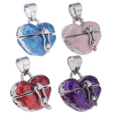 Locket Love Heart Enamel Cremation Keepsake Urn Pendant Ash Holder Purple