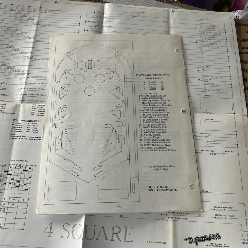 original Factory 4 Four Square Set Gottlieb Pinball arcade game manual - Image 2 of 3