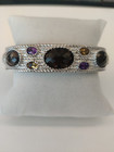 Judith Ripka Sterling Silver Multi Gemstone Hinged Bracelet