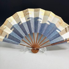 Folding fan, Japanese Dance Traditional fan Blue  Gold
