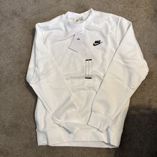 Nike Club Fleece Crewneck Sweatshirt White BV2662-100 Mens Size Small