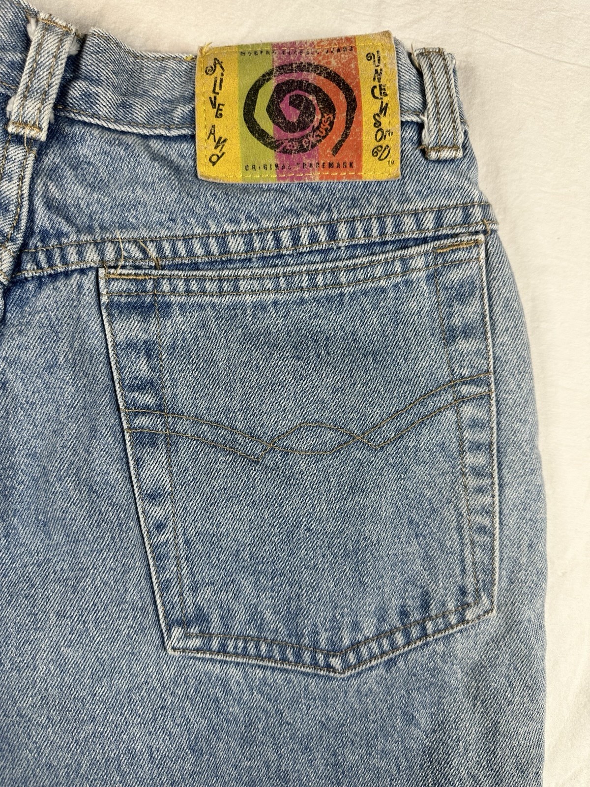 VNT 90s One World Plaid Patchwork Distressed Jean… - image 14