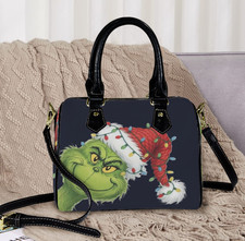 Grinch Who Stole Christmas Santa Hat Holiday SATCHEL or Cross Body Bag 10" x 8"