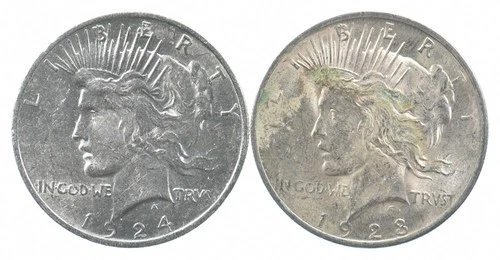 1924 & 1923 & Peace Silver Dollar $1 Bullion Collection Lot *844